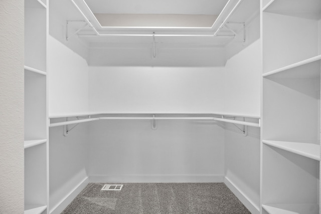 spacious closet featuring visible vents and carpet flooring