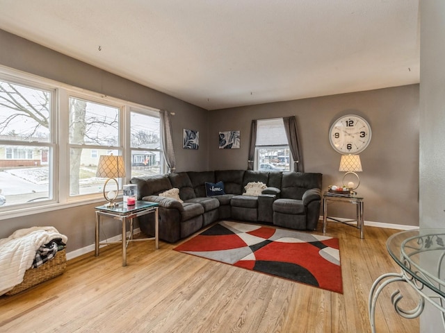 living room featuring light hardwood / wood-style floors