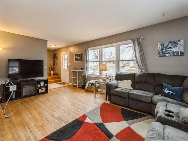 living room featuring wood-type flooring