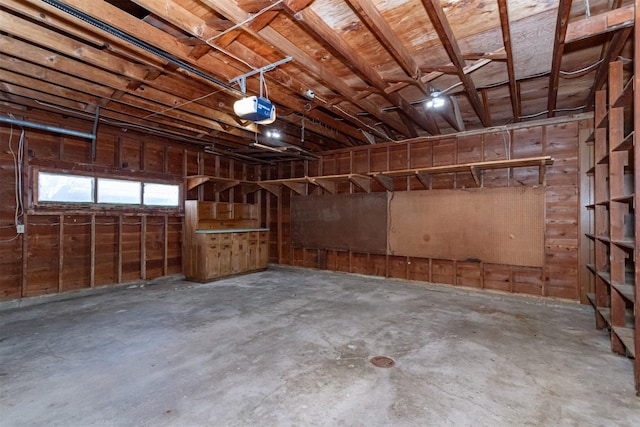 garage with a garage door opener