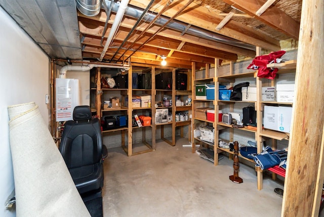 storage room with water heater