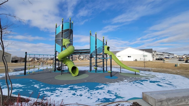 communal playground with a residential view