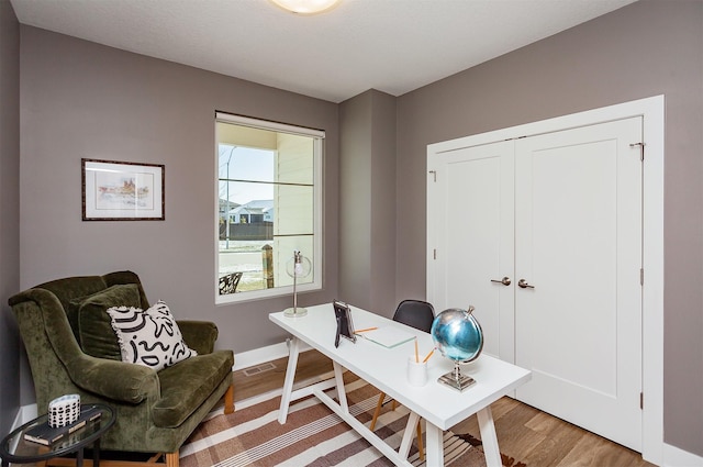 office area featuring hardwood / wood-style flooring