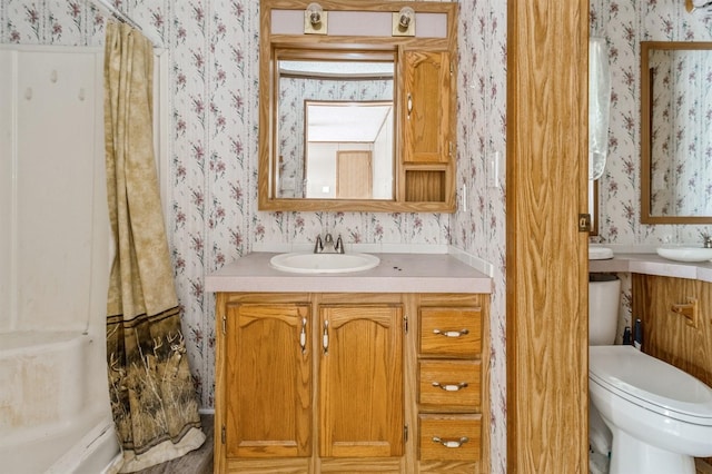 bathroom with toilet and vanity