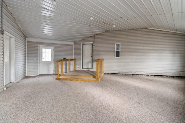 garage with wooden walls