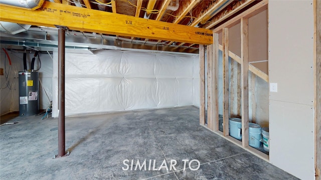 basement with water heater