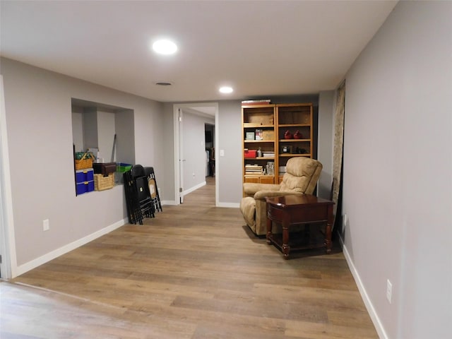 living area with light wood-type flooring