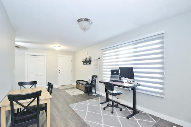 office space featuring hardwood / wood-style flooring