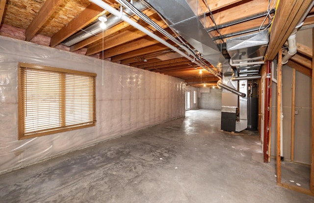 basement with heating unit