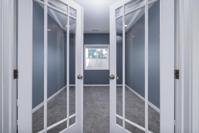 walk in closet with french doors