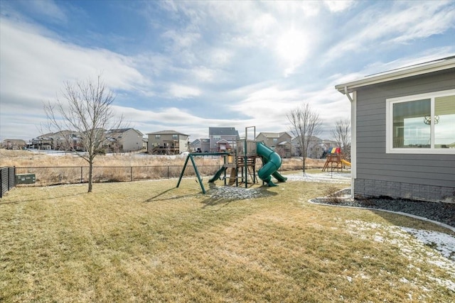 view of yard with a playground