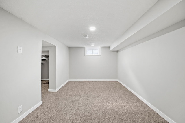 basement with carpet