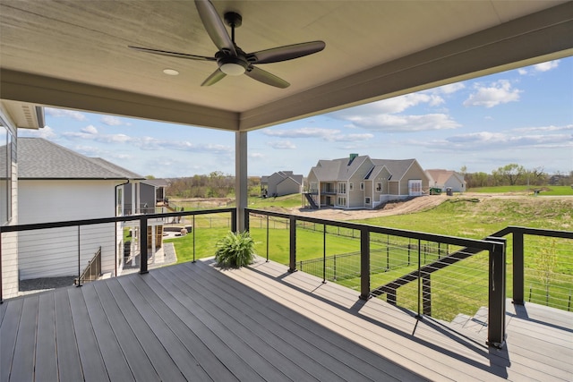 18256 Alderleaf Dr, Clive, IA 50325 - wooden terrace with ceiling fan, a yard, and a residential view