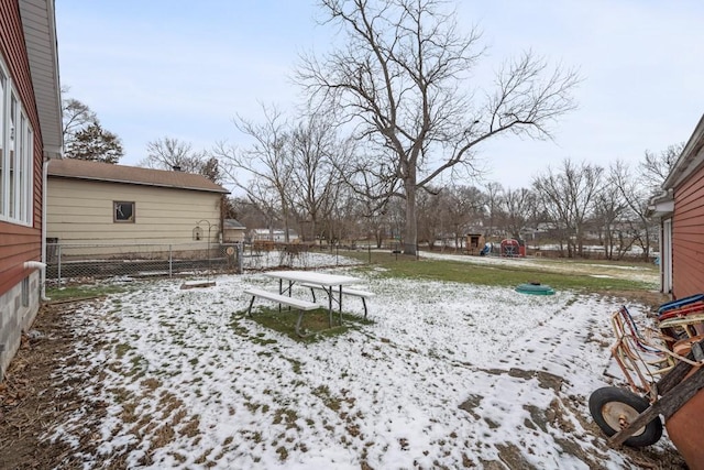 view of snowy yard