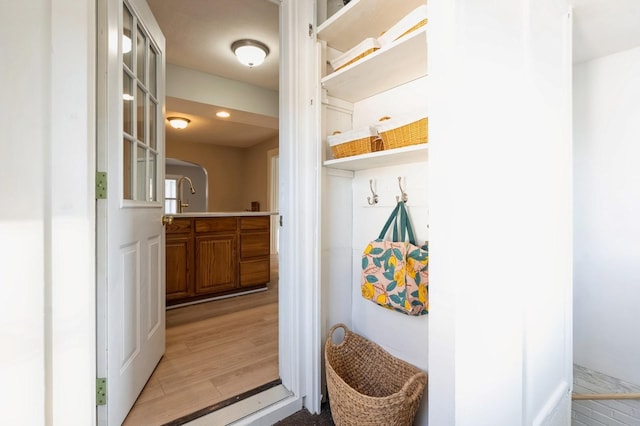 mudroom featuring light hardwood / wood-style floors