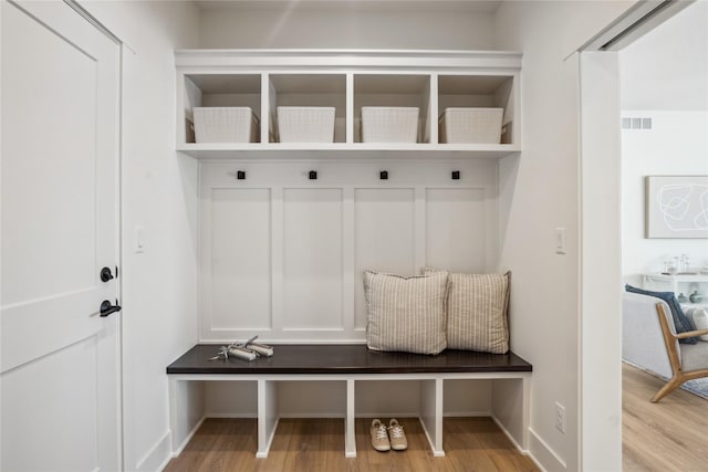 mudroom with light wood-type flooring