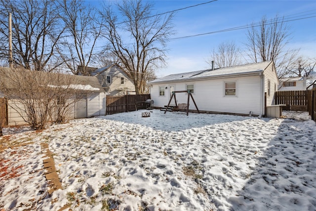 view of snow covered property