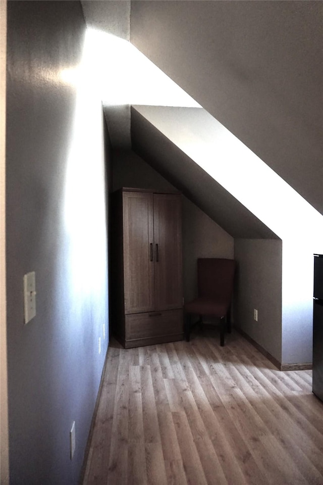 bonus room featuring light hardwood / wood-style flooring and lofted ceiling