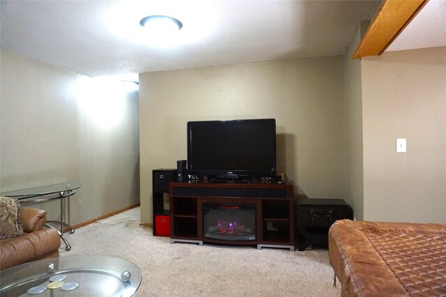 living area with carpet