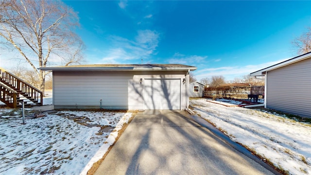 exterior space featuring a garage