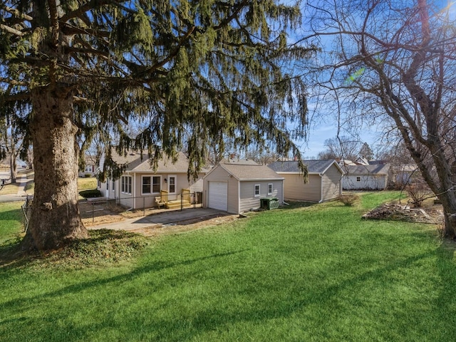 back of property featuring central AC unit, a patio area, and a yard