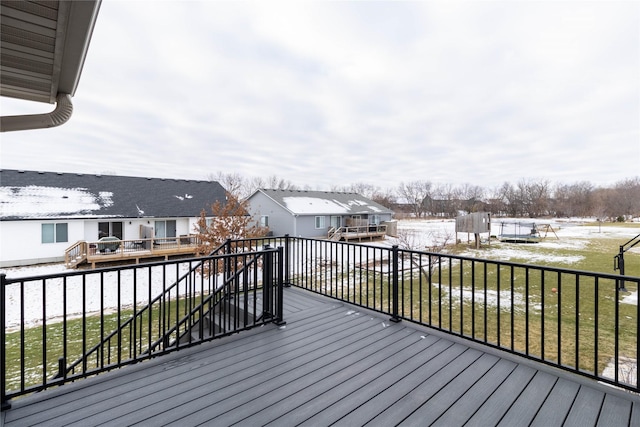 deck featuring a lawn