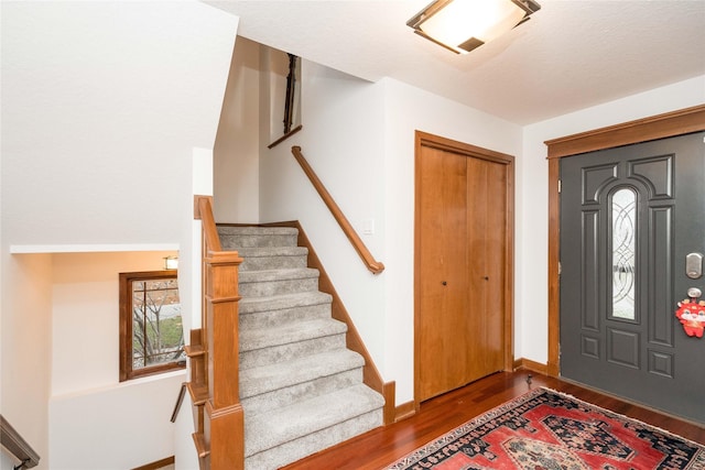 foyer with dark wood-type flooring