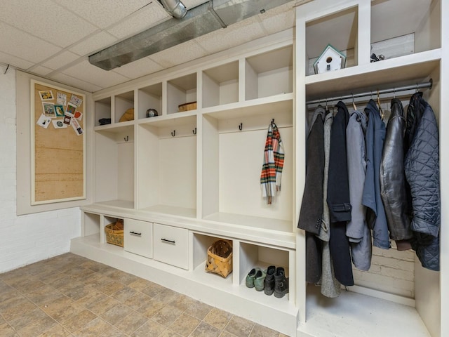 mudroom with a paneled ceiling