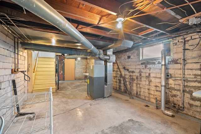 basement with heating unit