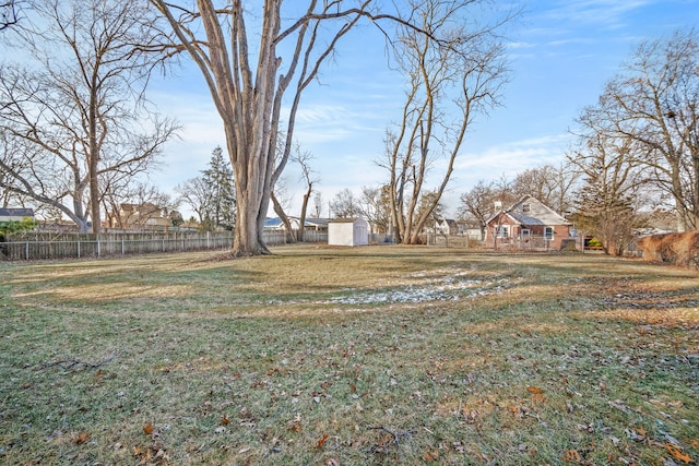 view of yard with a storage unit