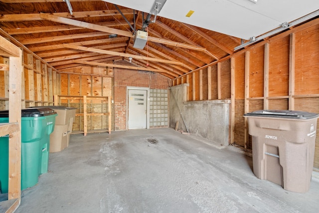 garage with a garage door opener