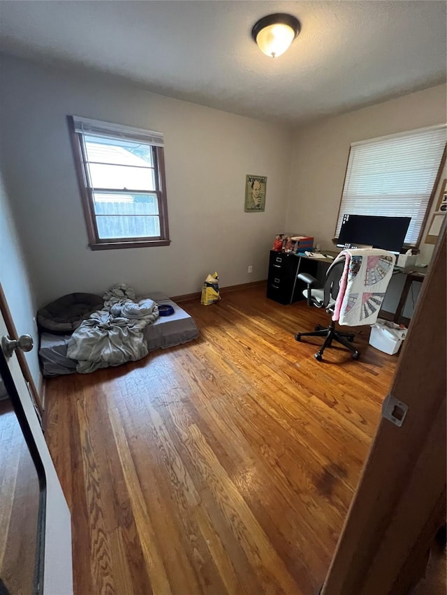 office space featuring hardwood / wood-style floors