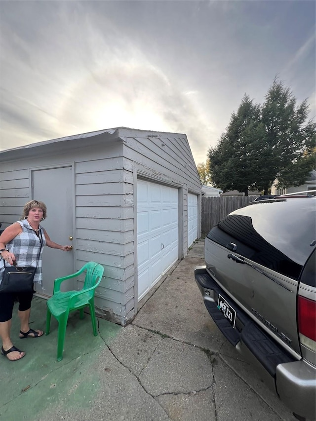 view of garage