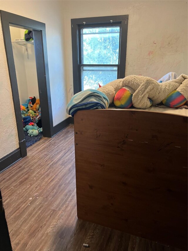 bedroom featuring a closet and hardwood / wood-style floors