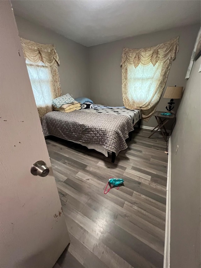 bedroom with hardwood / wood-style flooring