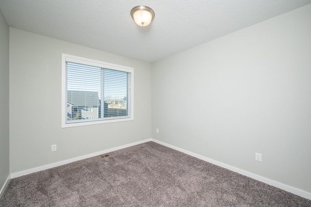 carpeted spare room with a textured ceiling