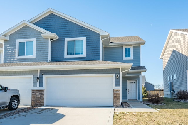 view of front of house with a garage