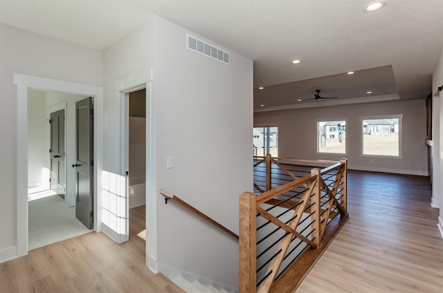 hallway with light wood-type flooring and a healthy amount of sunlight