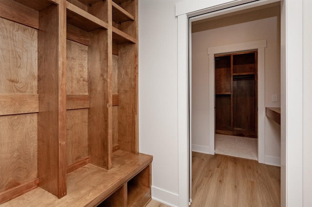 mudroom with light wood-type flooring