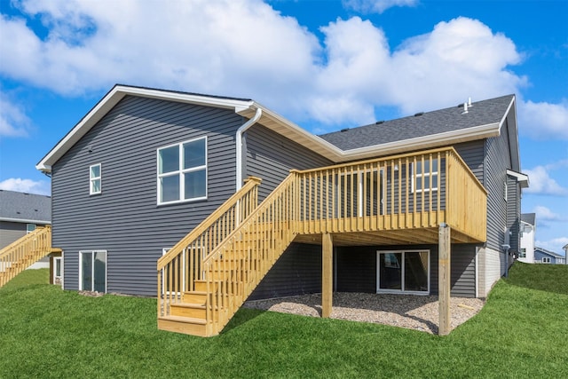 4207 NE 3rd St, Ankeny, IA 50021 - rear view of property featuring a yard, stairway, and a deck