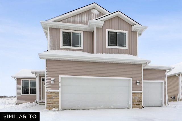 craftsman inspired home with a garage