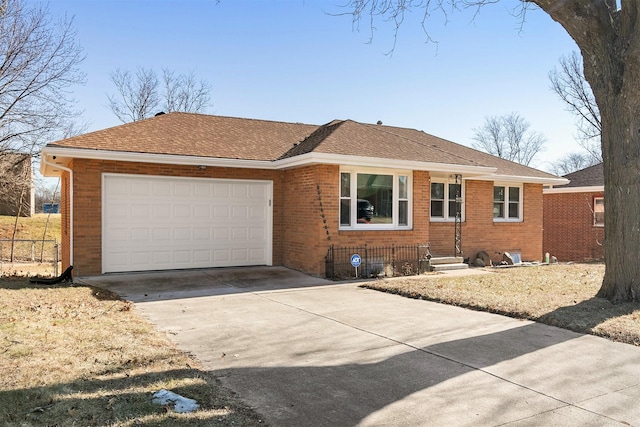 single story home with a garage