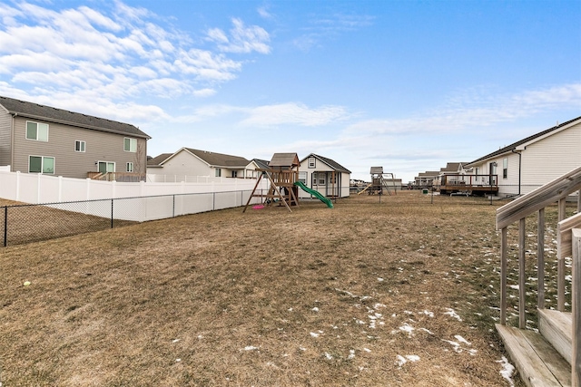 view of yard featuring a playground