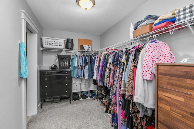 walk in closet featuring carpet