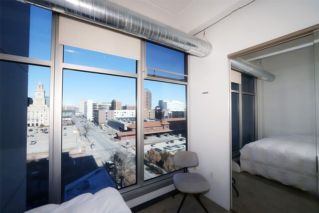 bedroom featuring floor to ceiling windows