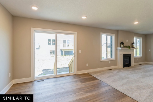 interior space with light hardwood / wood-style floors