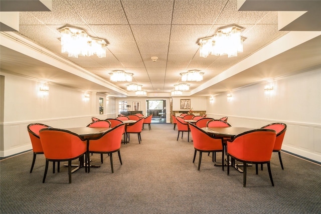 view of carpeted dining room