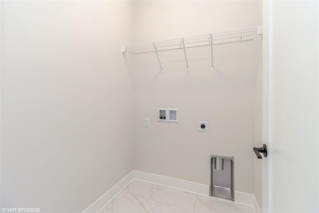 300 NW Ashley Ave, Waukee, IA 50263 - laundry room with hookup for an electric dryer, baseboards, laundry area, hookup for a washing machine, and marble finish floor