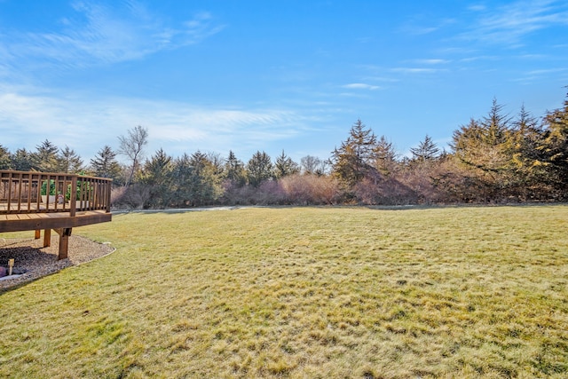 view of yard with a wooden deck