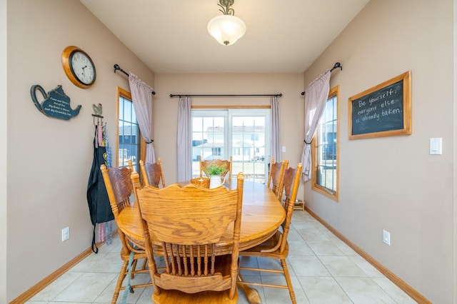 view of tiled dining room